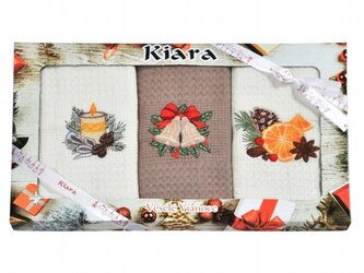 Praktik Vánoční dárková sada utěrek 50x70 Krémová a hnědá 3 ks Praktik Vánoční dárková sada utěrek 50x70 Krémová a hnědá 3 ks