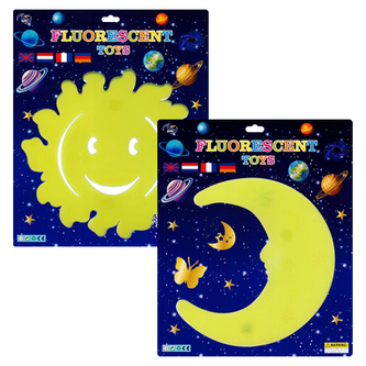 Fluorescenční samolepky Slunce / Měsíc (3 barvy)