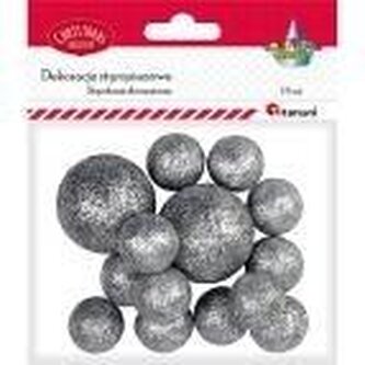 Styropianowe kulki 16/25/27mm srebrne 14szt Styropianowe kulki 16/25/27mm srebrne 14szt
