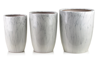 NEVA MARBLE Komplet 3 osłonek ceramicznych 37x37x45,5/30,5x30,5x42,5/24x24x40 cm