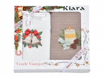 Praktik Vánoční dárková sada utěrek 50x70 Zvonečky a svíčka 2 ks Praktik Vánoční dárková sada utěrek 50x70 Zvonečky a svíčka 2 ks