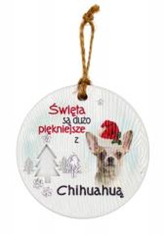 Zawieszka ceramiczna Boże Narodzenie Chihuahua