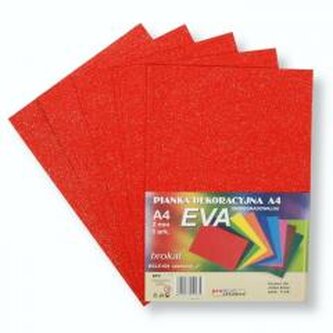 Pianka brokatowa A4 Eva czerwona biodegrad. 5szt