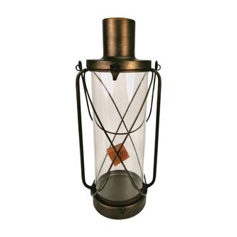 Černozlatá kovová lucerna na svíčku 43 x 15 cm