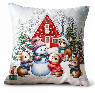 Vánoční polštář SNOWMANS FRIENDS 40x40 cm Mybesthome