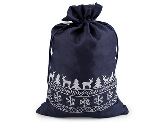 Vánoční dárkový pytlík 20x30 cm - 1 ks - 3 modrá tmavá
