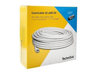 Kabel koaxiální TechniSat CABLE CE UHD-20 / 20 m / 6,8 mm / bílý / 2 x F,  redukce F do TV Kabel koaxiální TechniSat CABLE CE UHD-20 / 20 m / 6,8 mm / bílý / 2 x F,  redukce F do TV