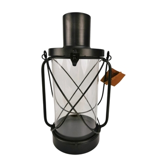 Černá kovová lucerna na svíčku 33 x 18 cm