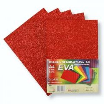 Pianka brokatowa A4 Eva czerwona biodegrad. 5szt