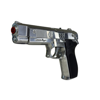 Kovová pistole serie 023 na kapslíkové kotoučky chromová s pouzdrem