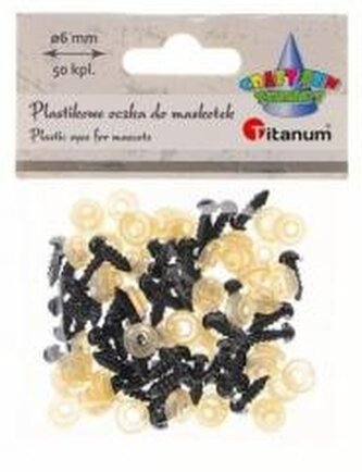 Oczy do maskotek plastikowe 6mm z mocowaniem 50szt