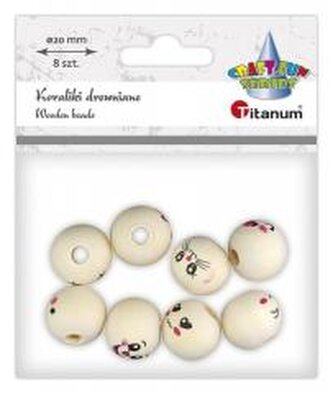 Koraliki drewniane emotki 8szt