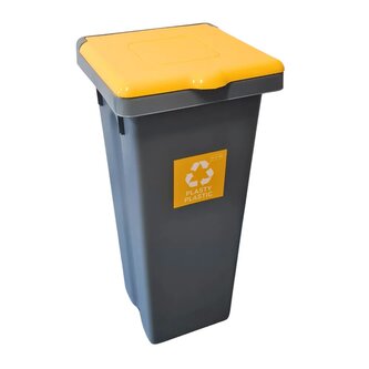 Odpadkový koš na tříděný odpad Flap Bin černý 75 l, žlutý - plast