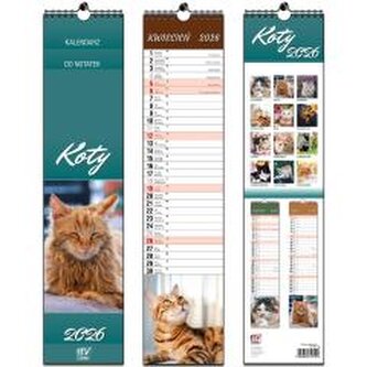 Kalendarz 2026 paskowy 13 planszowy Koty