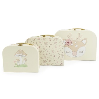 Bieco - Sada tří kartonových kufříků - koloušek Ella - vintage flowers
