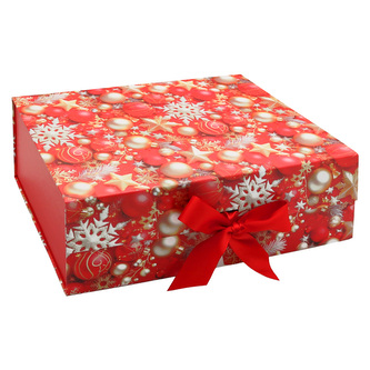 Dárková krabice vánoční s mašlí 33 x 25 x 12 cm - vánoční ozdoby