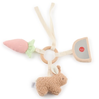 Bieco - Dřevěný kroužek se třemi odnímatelnými hračkami - králíček Fine