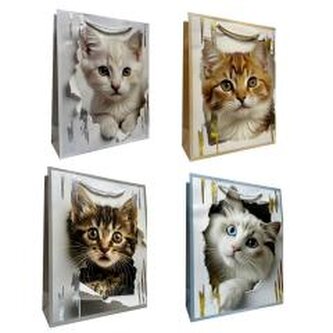 Torebka prezentowa S metalizowana Kotki mix