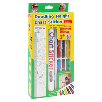 Kreativní sada se samolepkami a voskovkami na vymalování "Doodling Height Chart Sticker"