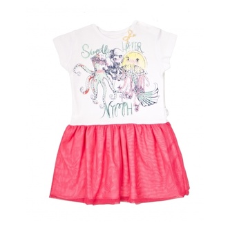 Dětské šaty Nicol, Mořská víla - červeno/bílé, vel. 116; 116 (5-6r); bílá, červená; Bavlna, polyester