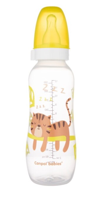 Canpol babies Lahvička s potiskem Tygřík 250 ml, žlutá; žlutá; plast Canpol babies Lahvička s potiskem Tygřík 250 ml, žlutá; žlutá; plast