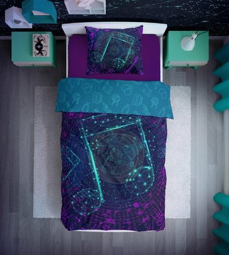 POŚCIEL KPL. MŁODZIEŻOWA 029 NUTY 3D FLUO 140X200+70X90 BAW.MŁ.