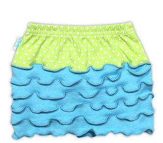 Suknička NICOL KVĚTINKA - sv. modrá/zelená puntík, vel. 74; 74 (6-9m)