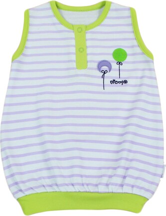 Nicol Tunička  kr.rukáv  vel. 86 - BALONKY, fialové proužky; 86 (12-18m)