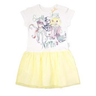 Dětské šaty Nicol, Mořská víla - žluto/bílé, vel. 110; 110 (4-5r); bílá, žlutá; Bavlna, polyester