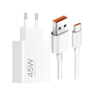 Xiaomi MDY-17-EF USB-A 45W Cestovní Nabíječka + USB-C 6A Datový Kabel White (Bulk) Xiaomi MDY-17-EF USB-A 45W Cestovní Nabíječka + USB-C 6A Datový Kabel White (Bulk)