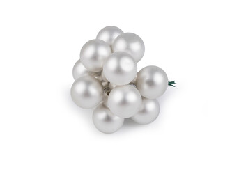 Vánoční skleněná baňka na drátku Ø2 cm - mat a lesk - 12 ks - 2 bílá mat