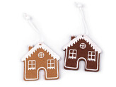 Vánoční perníčky k zavěšení filc - 4 ks - 3 hnědá přírodní domeček