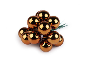 Vánoční skleněná baňka na drátku Ø2 cm - mat a lesk - 12 ks - 7 zlatá tmavá lesk