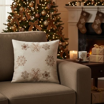 Návlek na polštář, Kouzelné vločky, béžový, 40 x 40 cm