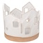 Svícen domky s hnědým spodním okrajem z keramiky 10,5 x 10 x 10,5 cm