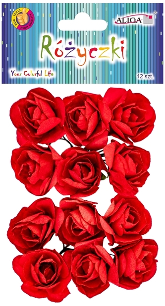 Różyczki na drucikach czerwone 7cm op.12szt. PKW-7674, Aliga