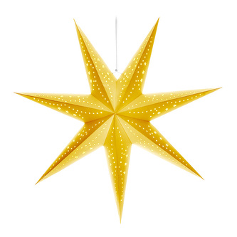 Solight LED vánoční hvězda zlatá, závěsná, časovač, 60cm, 20x LED, 2x AA