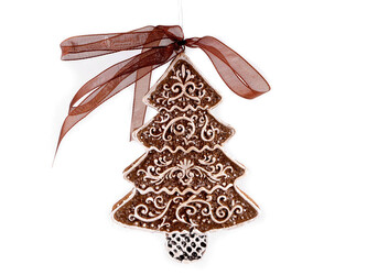 Vánoční perníčky k dekoraci vánočních stromků a věnců chaloupka, medvěd, anděl, strom - 1 ks - 4 hnědá stromeček