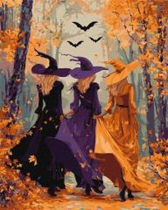 Malowanie po numerach - Trzy wedźmy w lesie 40x50