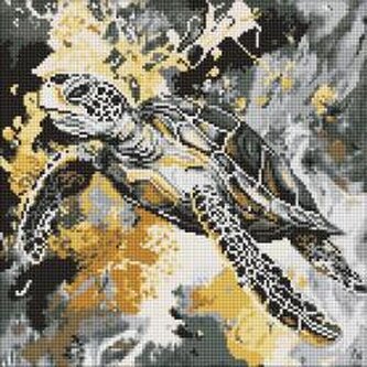 Diamentowa mozaika - Złoty żółw 40x40cm
