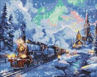 Diamentowa mozaika - Świąteczny pociąg 40x50cm
