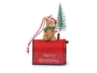 Vánoční kovová poštovní schránka k zavěšení - 1 ks - červená