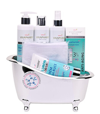 Vivaco Dárkové balení s kyselinou hyaluronovou v dekorativní vaničce Vivaco Dárkové balení s kyselinou hyaluronovou v dekorativní vaničce