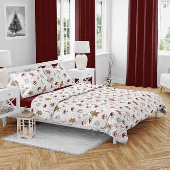 Vánoční bavlněné povlečení Ozdoby červené 140x200, 70x90 cm