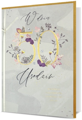 Karnet B6 HM-200 50 Urodziny kwiaty i liście HM-200-2630