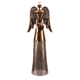 Anděl kovový - 105 cm, se srdcem v rukou, měděný