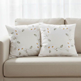 Návlek na polštář, Kopretinový věnec, bílý, 40 x 40 cm