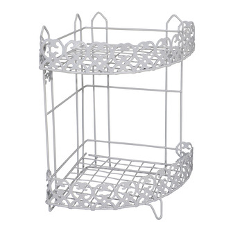 MSV dvoupatrová rohová polička AGADIR, do koupelny, bílá, ocel