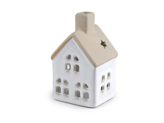 Keramická chaloupka / domeček na svíčku - 1 ks - bílá
