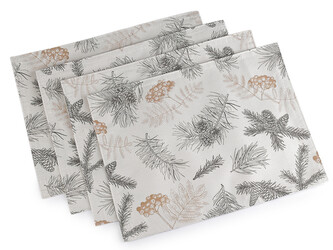 Vánoční prostírání textilní, oboustranné s jemným lurexem 30x40 cm - 4 ks - režná světlá